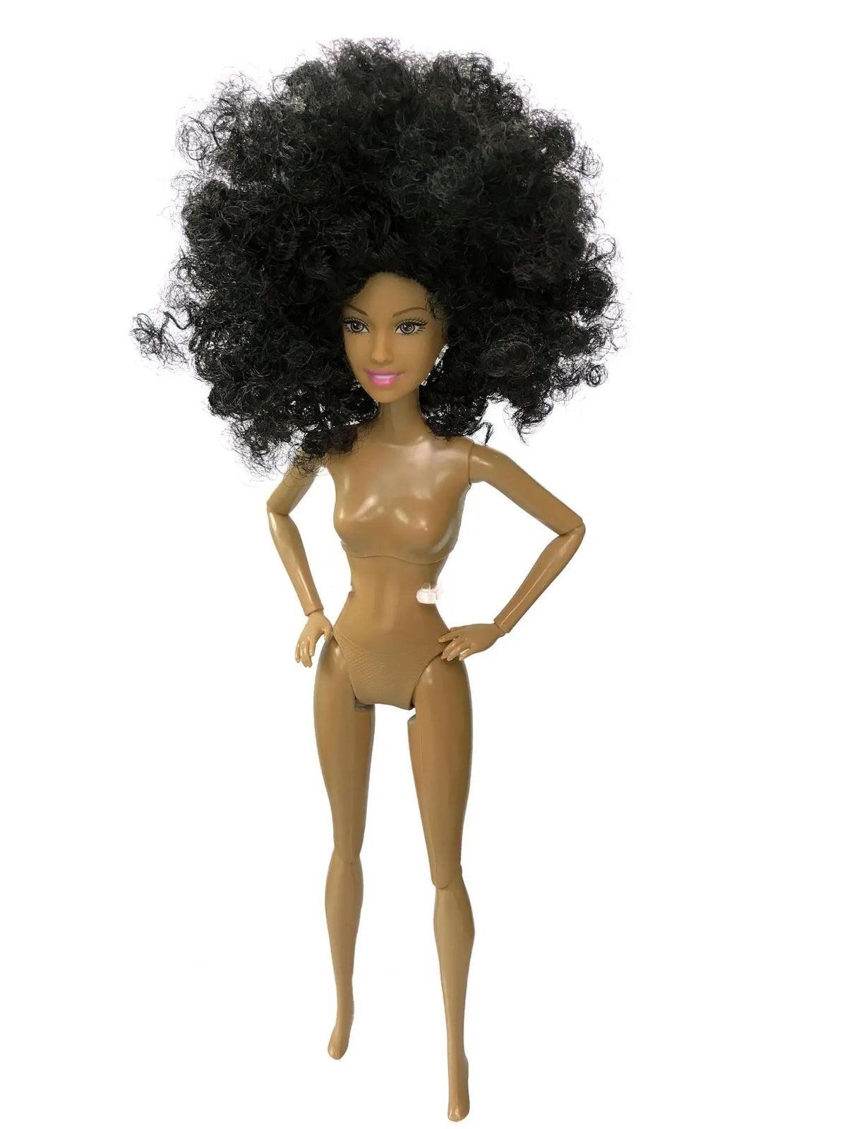 30cm Height Black Dolls Multi-jointed Black Skin African Dolls with Black Hair for Girls Diy Dress Up Toys Brown Skin-C