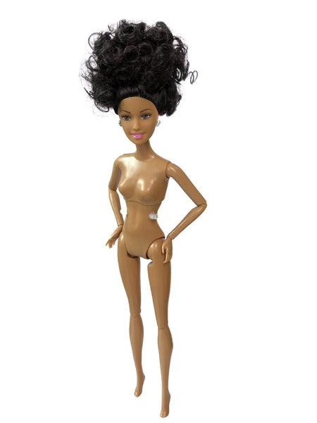 30cm Height Black Dolls Multi-jointed Black Skin African Dolls with Black Hair for Girls Diy Dress Up Toys Brown Skin-D