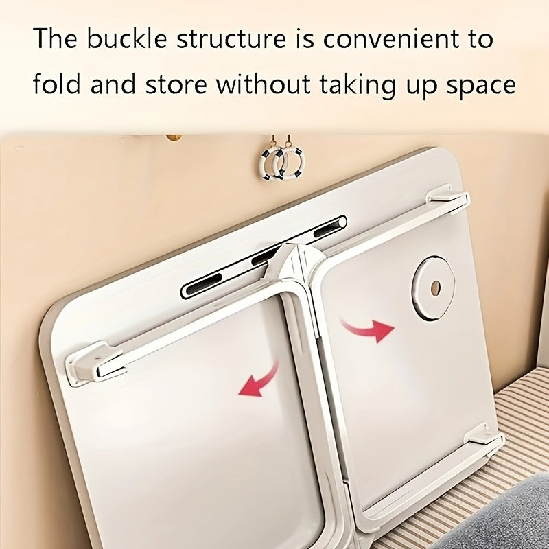Foldable Bedside Table &ndash; Dual-Purpose Design with Drawer and Cup Holder