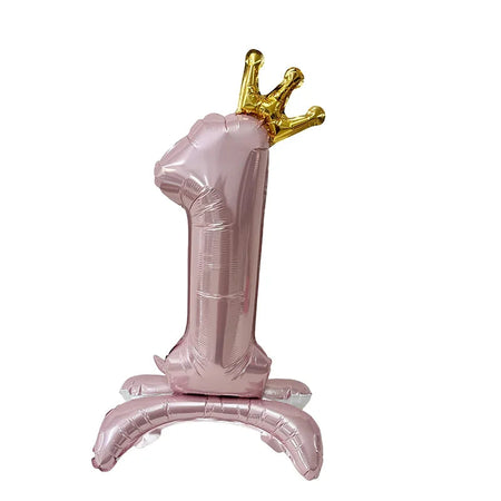 32 Inch Crystal Gradient Number Stand Foil Balloons with Crown Figures 1 / 32inch