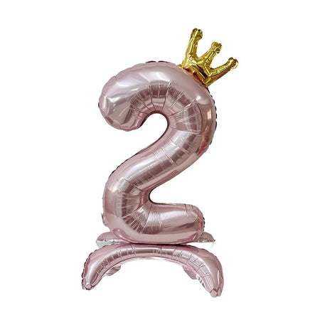 32 Inch Crystal Gradient Number Stand Foil Balloons with Crown Figures 2 / 32inch