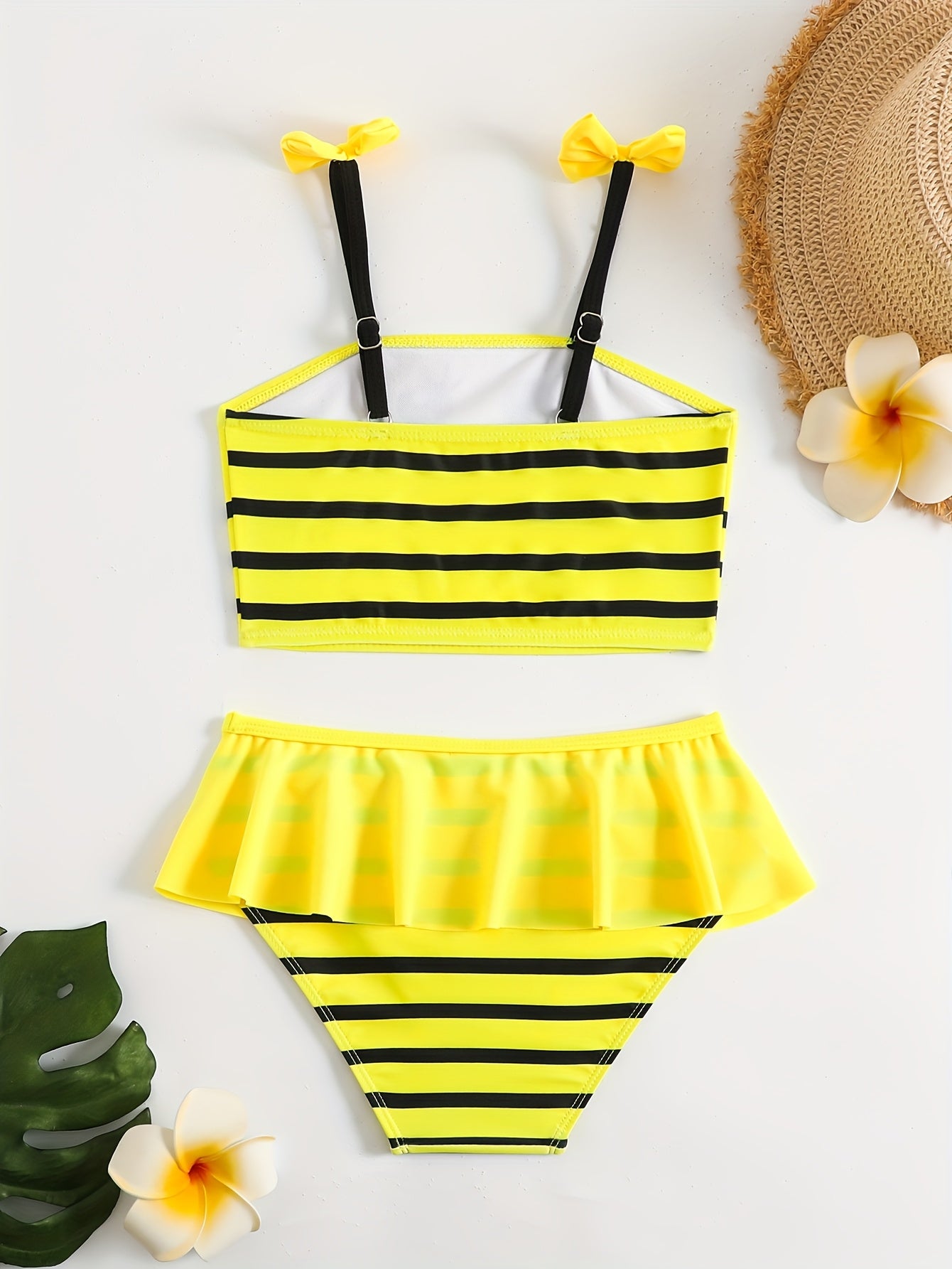 Little Bee Bow-Detail Striped Tankini for Young Girls