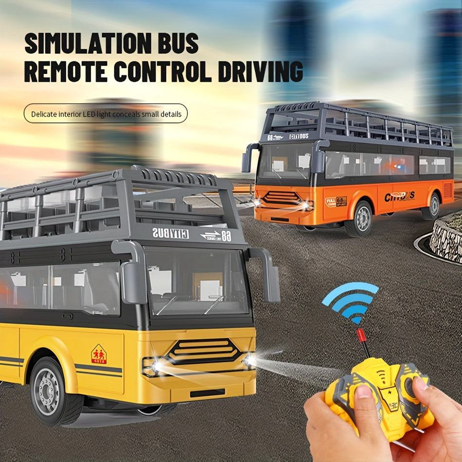 RC Electric Double-Decker Bus With LED Lights - Fun Remote Control Toy For Kids - Ideal Gift for Boys and Girls