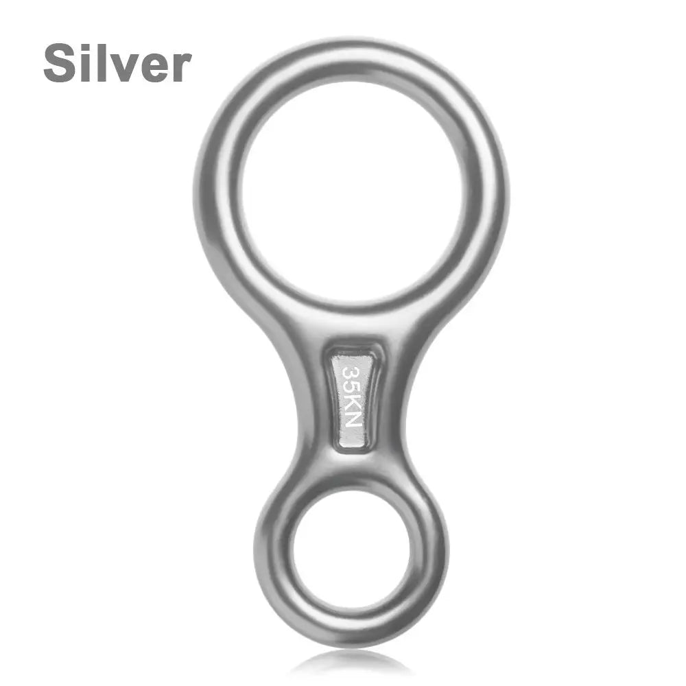 35KN Figure 8 Climbing Descender Set Silver