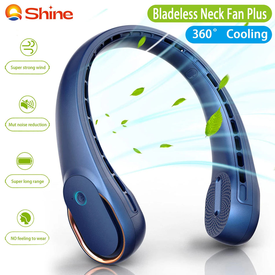 360&amp;deg; Cooling Neck Fan with Adjustable Speed and 5200mAh Rechargeable Battery