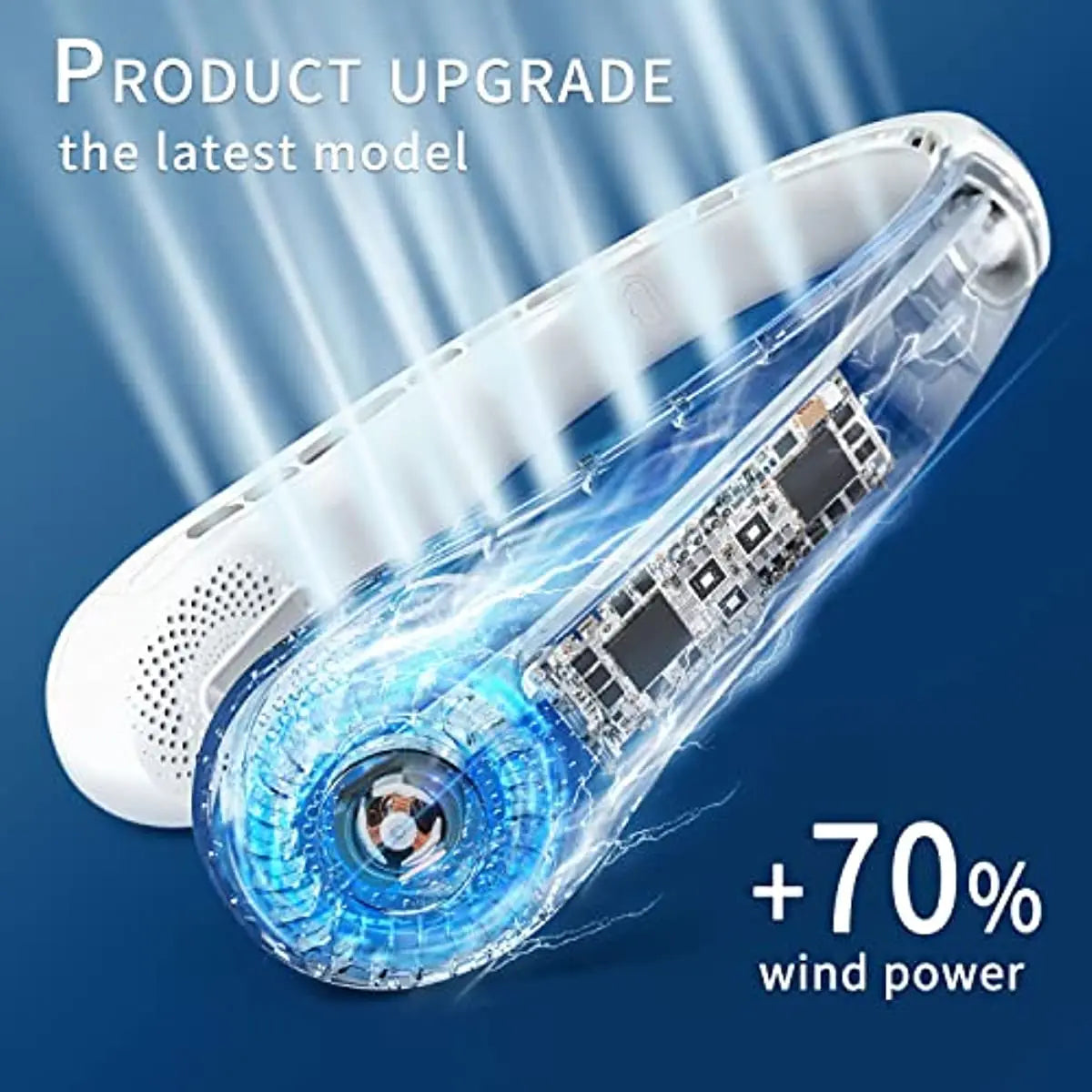 360&amp;deg; Cooling Neck Fan with Adjustable Speed and 5200mAh Rechargeable Battery
