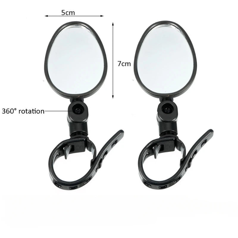 360&amp;deg; Wide-Angle Adjustable Bike Rearview Mirror Oval style pair