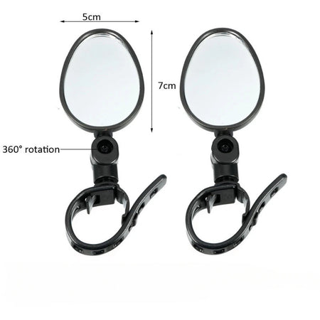 360&amp;deg; Wide-Angle Adjustable Bike Rearview Mirror Oval style pair
