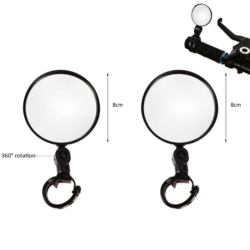 360&amp;deg; Wide-Angle Adjustable Bike Rearview Mirror Round style pair
