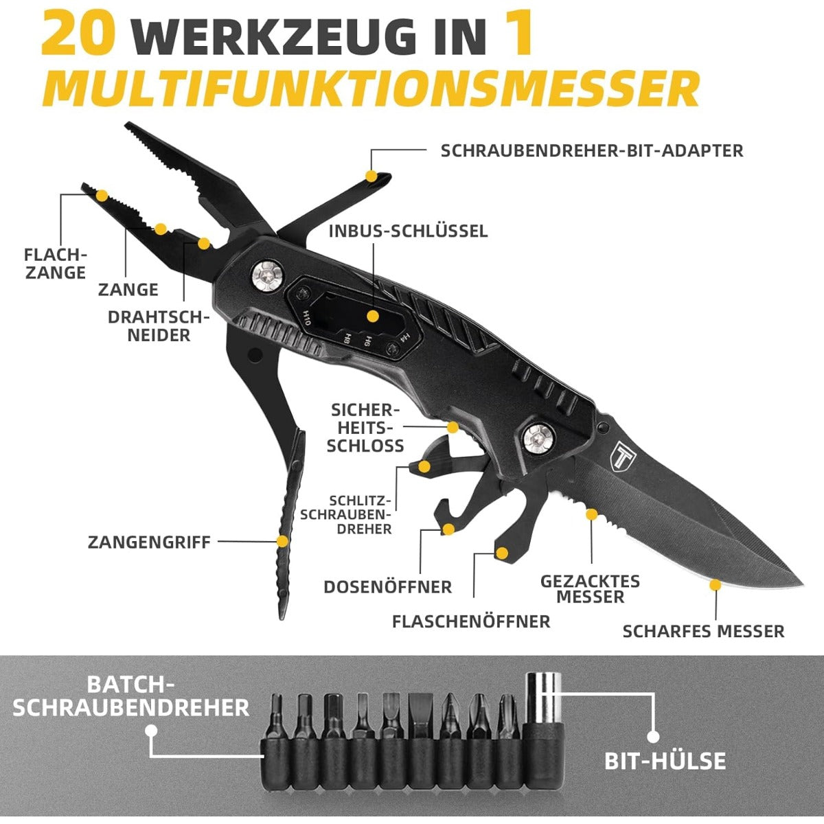 Engraving Best PAPA Ever Black Pocket Knife &ndash; 9-in-1 Multi-Tool Versatility