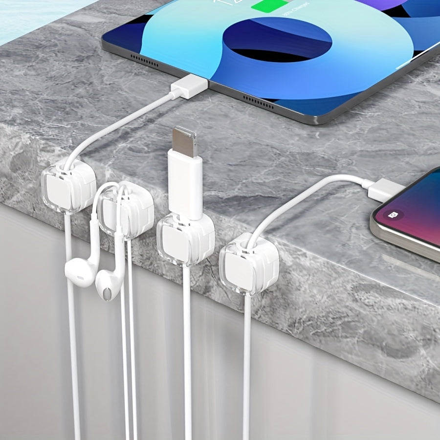 6pcs Magnetic Cable Clips - Cord Holder &amp; Under Desk Cable Management - Adhesive Wire Organizer For Home &amp; Office