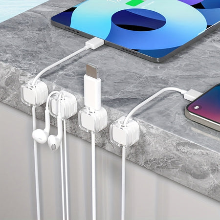 6pcs Magnetic Cable Clips - Cord Holder &amp; Under Desk Cable Management - Adhesive Wire Organizer For Home &amp; Office