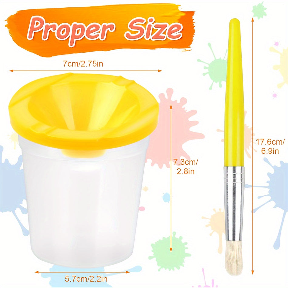 Spill Proof Paint Cups Set with Brushes - Cyprus
