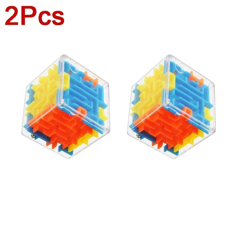 3D Maze Magic Cube Six-sided Transparent Puzzle Speed Cube Rolling Ball Magic Cubes Maze Toys For Children Stress Reliever Toys 2Pcs Cube