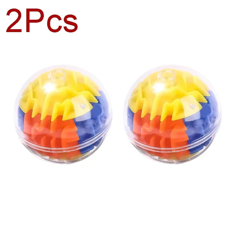 3D Maze Magic Cube Six-sided Transparent Puzzle Speed Cube Rolling Ball Magic Cubes Maze Toys For Children Stress Reliever Toys 2Pcs Round