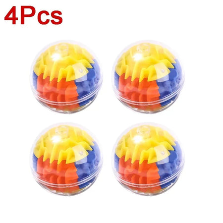 3D Maze Magic Cube Six-sided Transparent Puzzle Speed Cube Rolling Ball Magic Cubes Maze Toys For Children Stress Reliever Toys 4Pcs Round