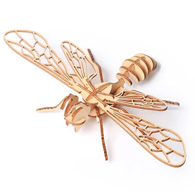 3D Wooden Insect Puzzle Animal Skeleton Assembly Model Puzzle DIY Wooden Crafts 3D Puzzle STEM Toys Gifts for Kids Adults Teens HH026-Bees
