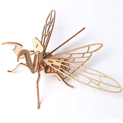 3D Wooden Insect Puzzle Animal Skeleton Assembly Model Puzzle DIY Wooden Crafts 3D Puzzle STEM Toys Gifts for Kids Adults Teens HH027-Mantis