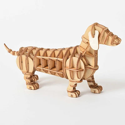 3D Wooden Insect Puzzle Animal Skeleton Assembly Model Puzzle DIY Wooden Crafts 3D Puzzle STEM Toys Gifts for Kids Adults Teens HH036-Dachshund