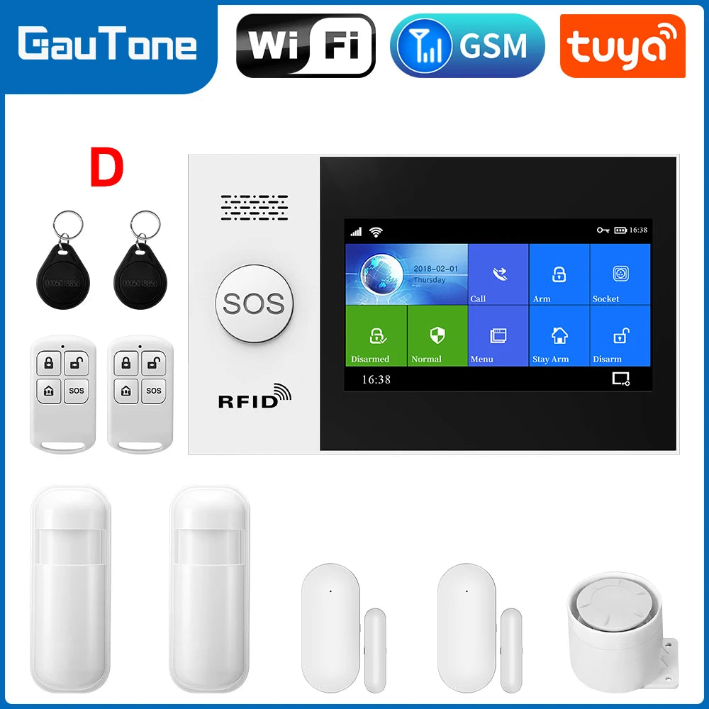 4.3 inch Wifi GSM Alarm System for Home  Security Alarm Support Tuya APP Control work with Alexa Gautone