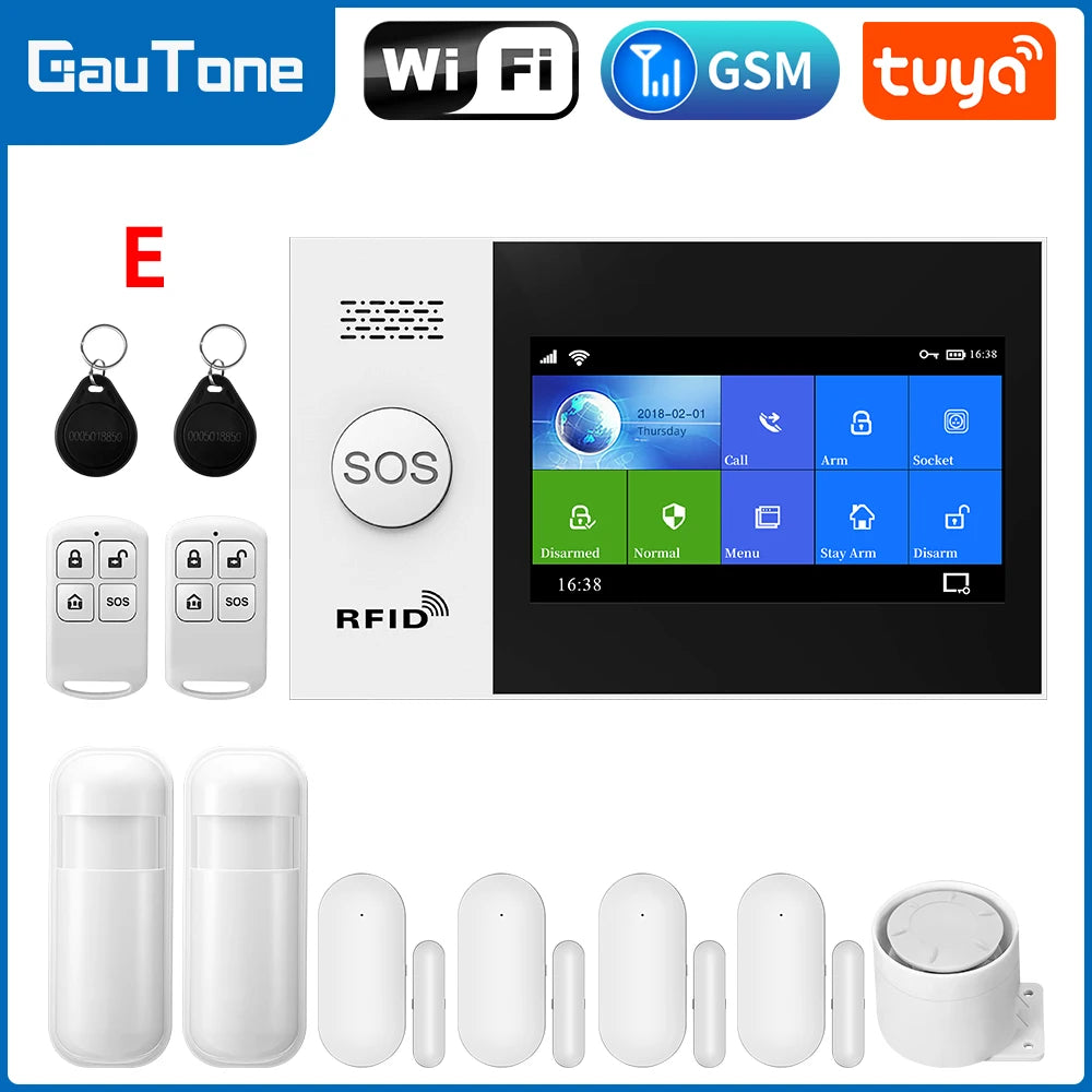 4.3 inch Wifi GSM Alarm System for Home  Security Alarm Support Tuya APP Control work with Alexa Gautone