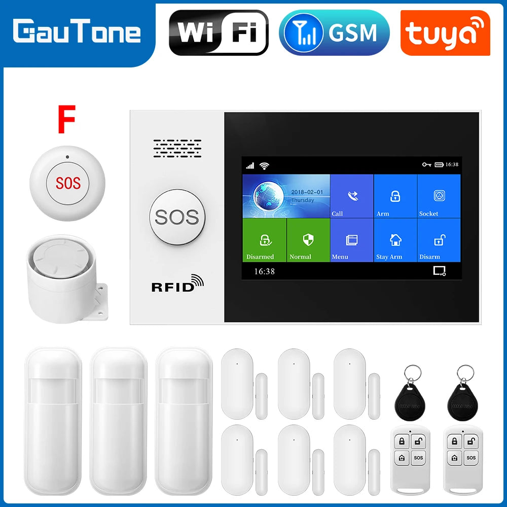 4.3 inch Wifi GSM Alarm System for Home  Security Alarm Support Tuya APP Control work with Alexa Gautone