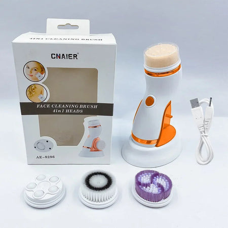 4 In 1 Electric Facial Cleansing Brush Massage Wash Rotating Face Cleansing Machine Waterproof Removal Pore Blackhead Exfoliator