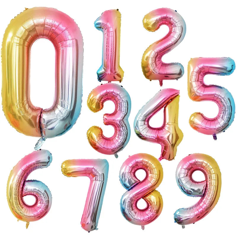 40-inch Rainbow Foil Number Balloon for Birthday Party Decorations