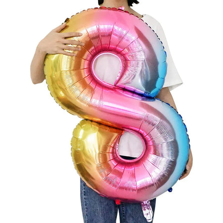 40-inch Rainbow Foil Number Balloon for Birthday Party Decorations