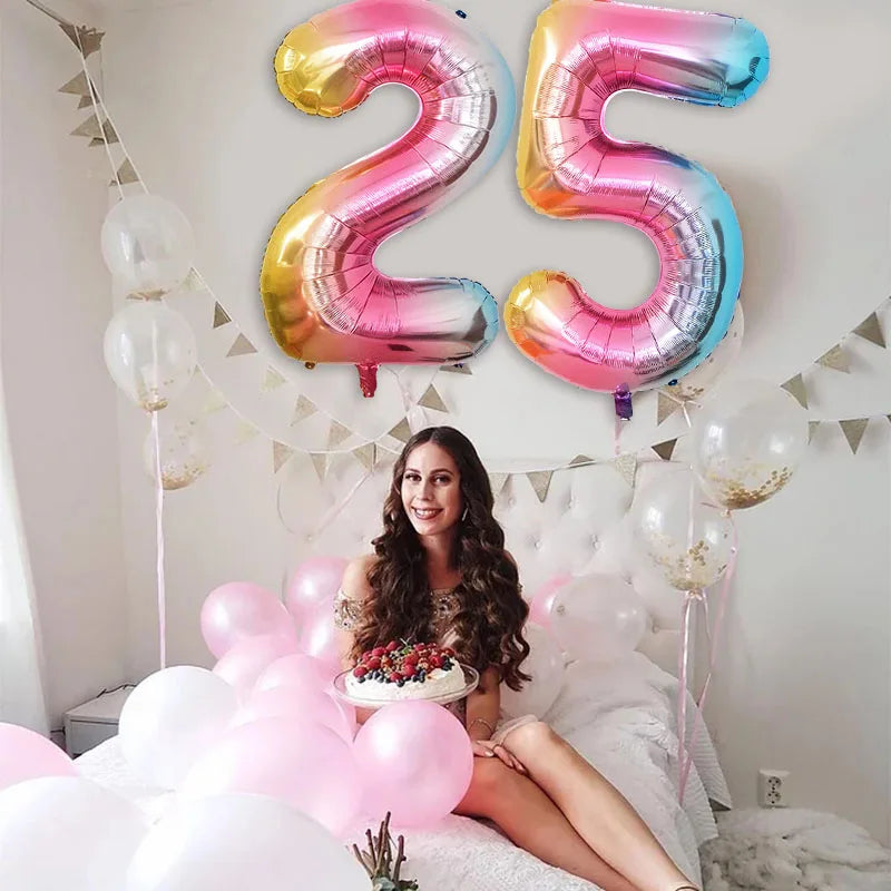 40-inch Rainbow Foil Number Balloon for Birthday Party Decorations