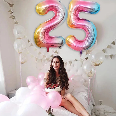 40-inch Rainbow Foil Number Balloon for Birthday Party Decorations