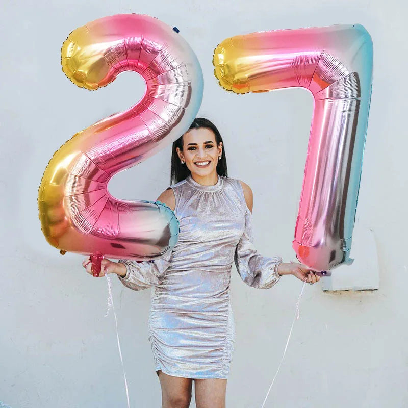 40-inch Rainbow Foil Number Balloon for Birthday Party Decorations