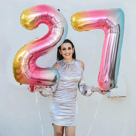 40-inch Rainbow Foil Number Balloon for Birthday Party Decorations