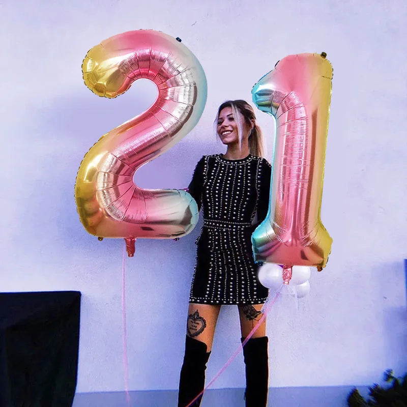 40-inch Rainbow Foil Number Balloon for Birthday Party Decorations