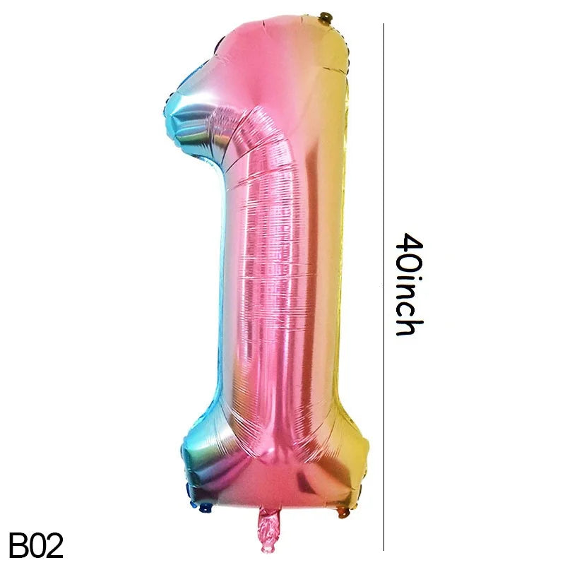 40-inch Rainbow Foil Number Balloon for Birthday Party Decorations B02 / 40inch