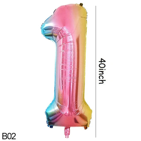 40-inch Rainbow Foil Number Balloon for Birthday Party Decorations B02 / 40inch