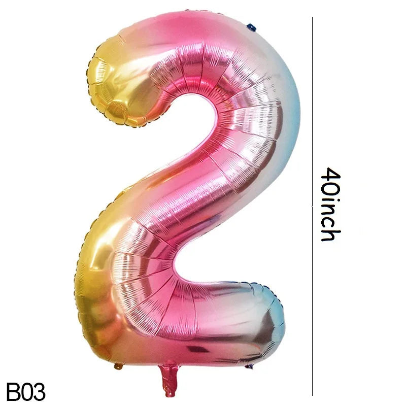 40-inch Rainbow Foil Number Balloon for Birthday Party Decorations B03 / 40inch