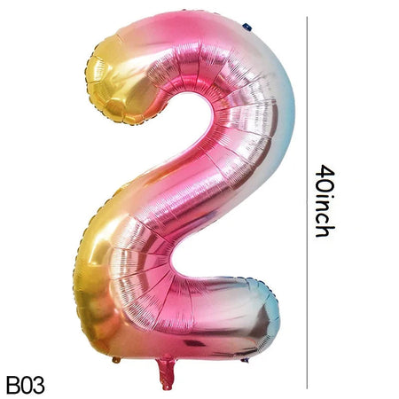 40-inch Rainbow Foil Number Balloon for Birthday Party Decorations B03 / 40inch