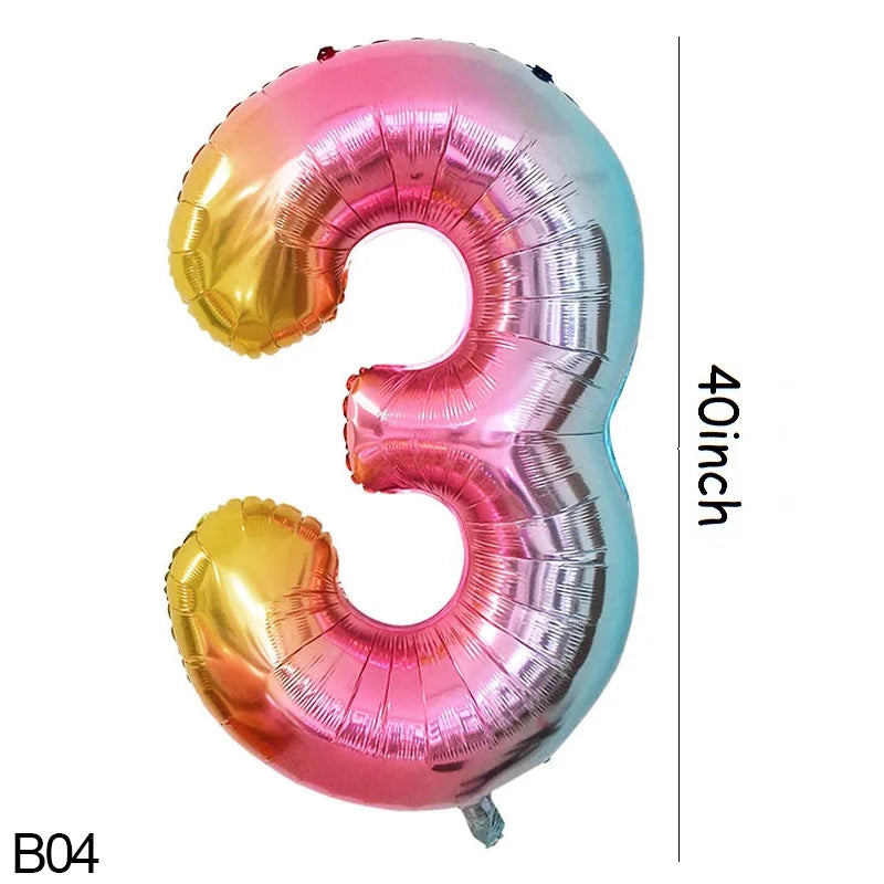 40-inch Rainbow Foil Number Balloon for Birthday Party Decorations B04 / 40inch