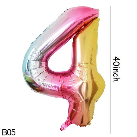 40-inch Rainbow Foil Number Balloon for Birthday Party Decorations B05 / 40inch