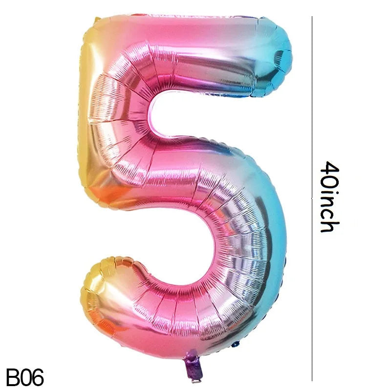 40-inch Rainbow Foil Number Balloon for Birthday Party Decorations B06 / 40inch