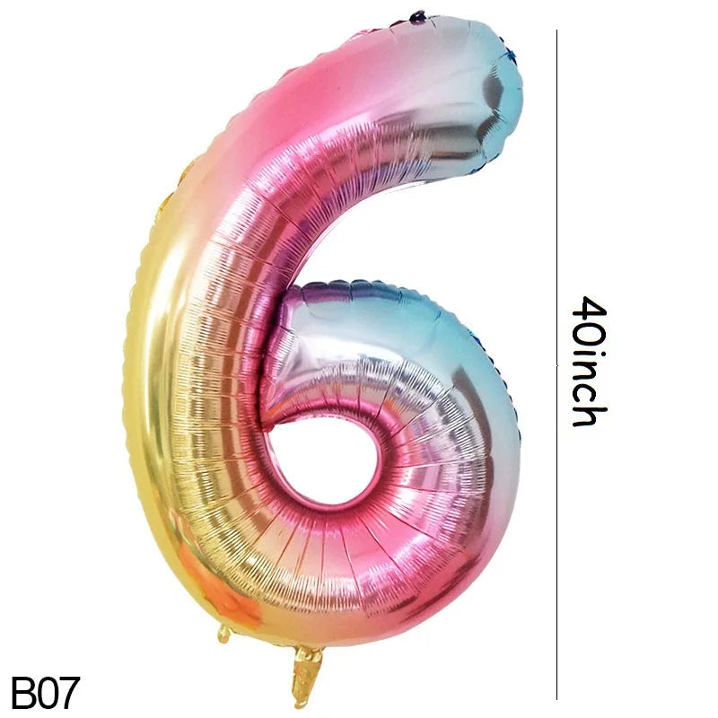 40-inch Rainbow Foil Number Balloon for Birthday Party Decorations B07 / 40inch