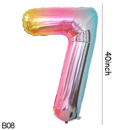 40-inch Rainbow Foil Number Balloon for Birthday Party Decorations B08 / 40inch