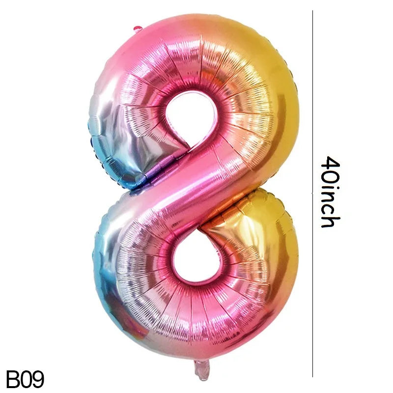 40-inch Rainbow Foil Number Balloon for Birthday Party Decorations B09 / 40inch