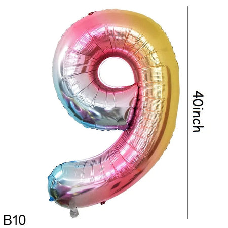 40-inch Rainbow Foil Number Balloon for Birthday Party Decorations B10 / 40inch