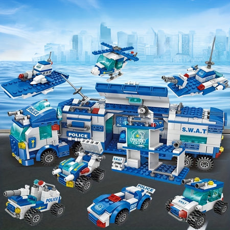 700pcs City Patrol Police Car Building Blocks Set - Perfect Role-Play Toy for Boys