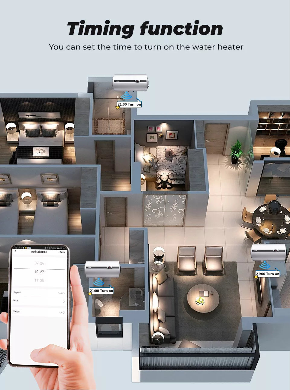 40A Tuya Smart Touch Wall WiFi Boiler Smart Water Heater Switch. Remote Voice Timer Google Home Alexa. (Apple/Android) Colour white. .