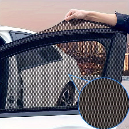 4pcs Car Anti-Mosquito Screen Window, Car Sunshade, Car Window Anti-mosquito Net, Car Curtain Sunshade Sunscreen Net