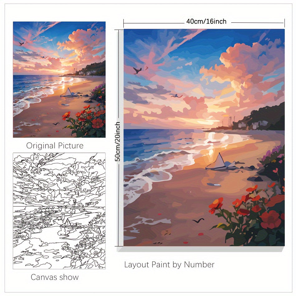 Sunset Beach DIY Painting By Numbers Kit - Cyprus