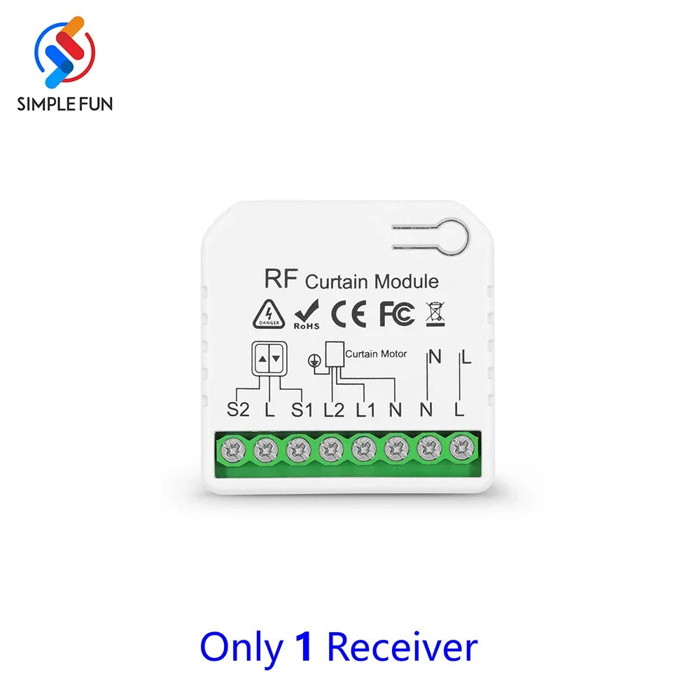 433Mhz Curtain Remote Control Switch,5-in-1 Remote,Wireless Panel Switch,110V 220V 16A RF Module for Roller Shutter Blind Garage